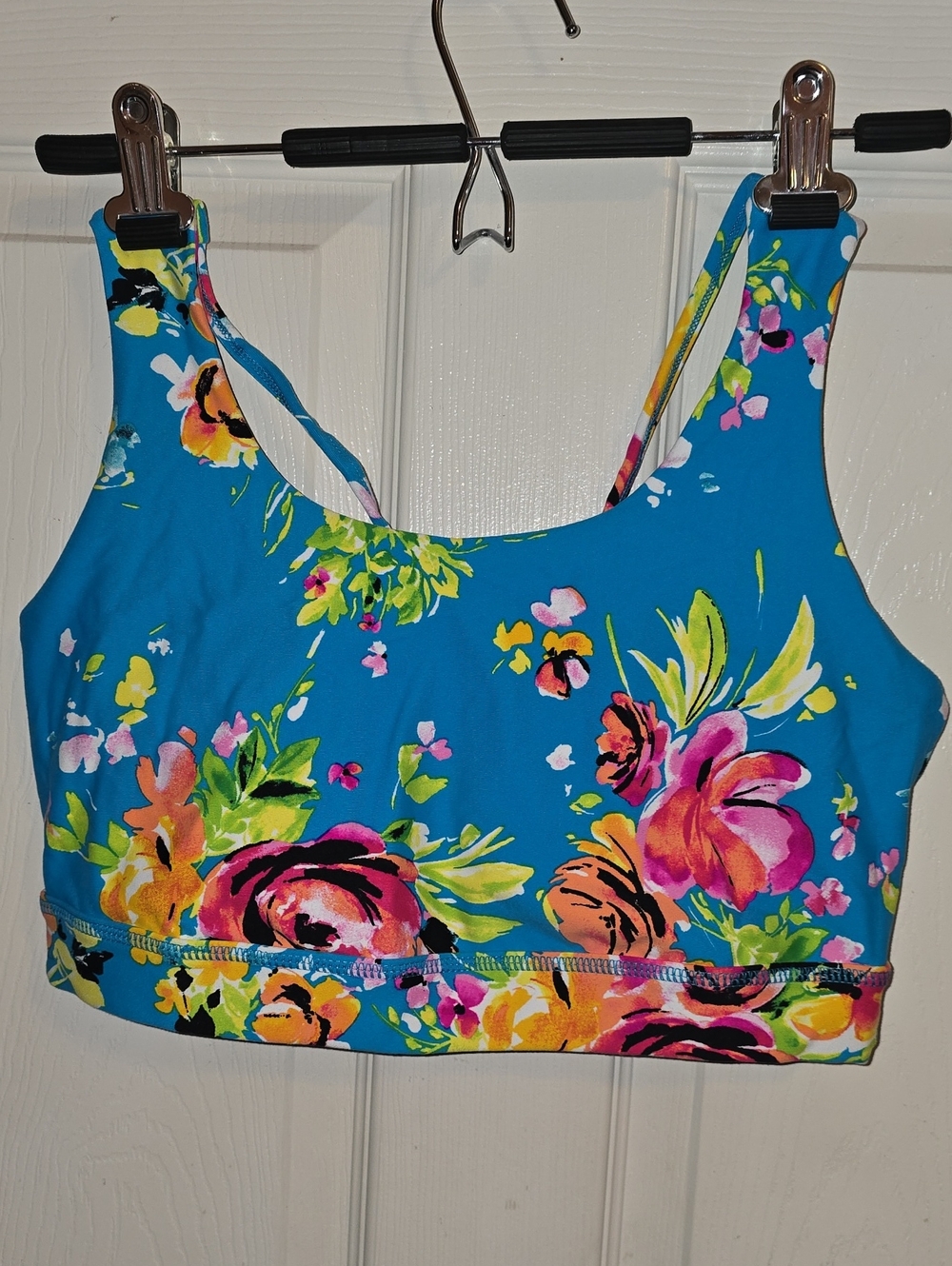 torrid Turquoise Floral Sports Bra with Pink & Yellow Blooms